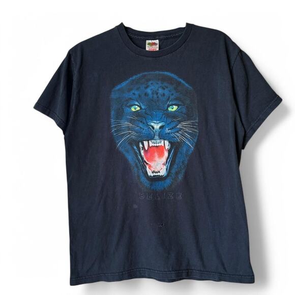 Vintage Fruit of the Loom Heavy Cotton Belize Jaguar Panther Shirt Medium Cotton - Picture 6 of 7